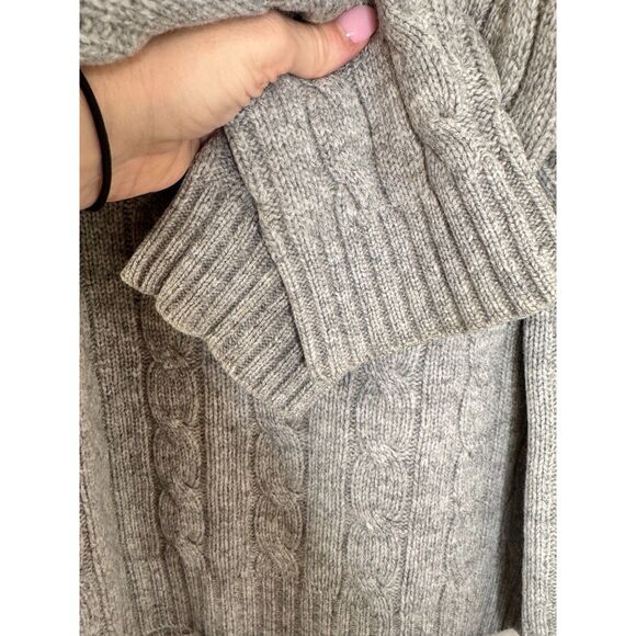 Lauren Ralph Lauren Cable Knit Lambswool Crest Sweater Gray Y2K Classic Preppy - Picture 5 of 6